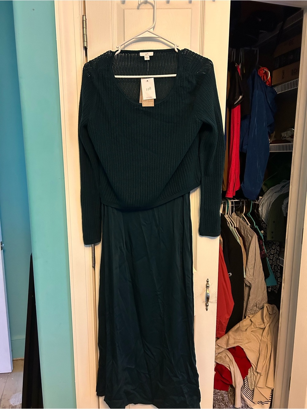 J. Jill Teal Knit Top with Matching Maxi Skirt